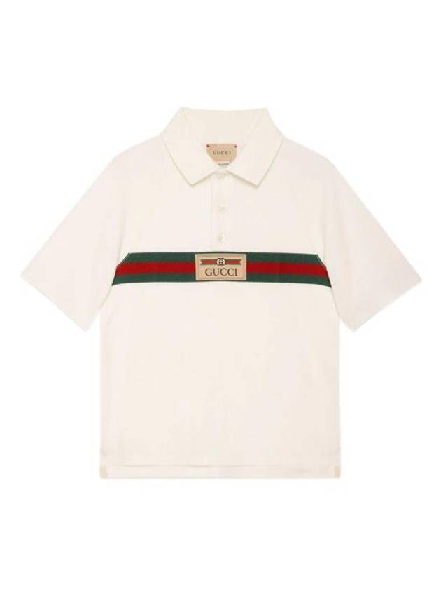 Kids Logo Label Cotton Polo Shirt Ivory - GUCCI - BALAAN 1