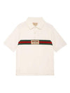 Kids Logo Label Cotton Polo Shirt Ivory - GUCCI - BALAAN 1