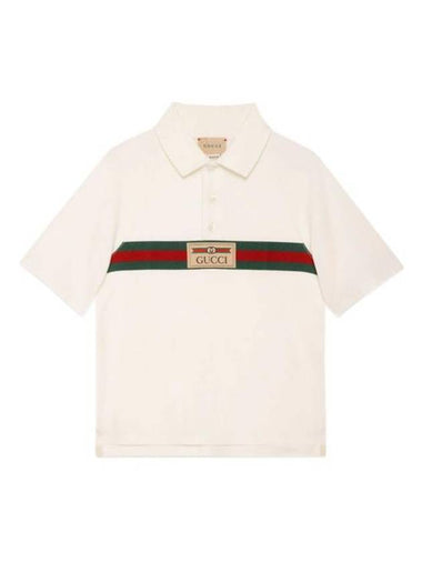 Kids Logo Label Cotton Polo Shirt Ivory - GUCCI - BALAAN 1