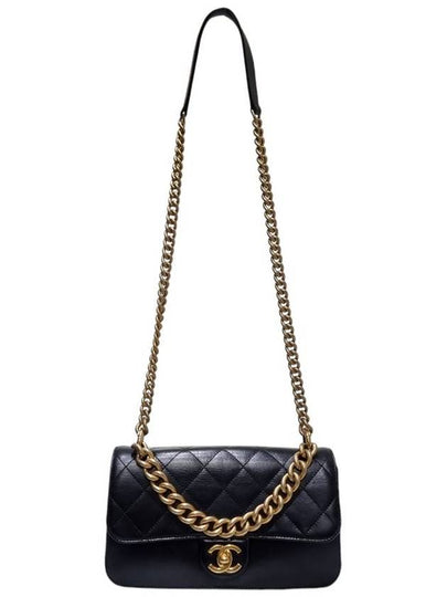 A91864 Black Calfskin Triple Flap Gold Chain Shoulder Bag - CHANEL - BALAAN 2