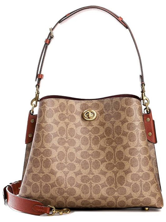 Willow Signature Canvas Shoulder Bag Brown - COACH - BALAAN 2