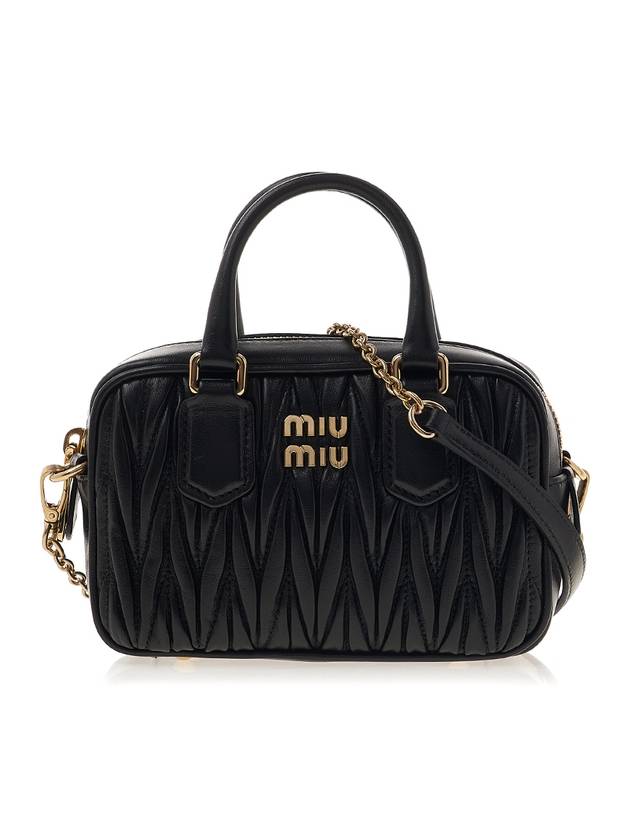 Matelasse Nappa Leather Top Handle Mini Bag Black - MIU MIU - BALAAN 1