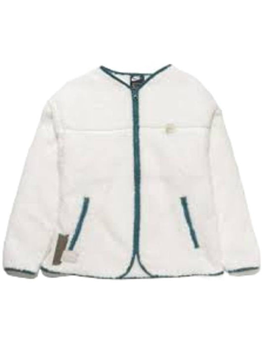 Women's Plush Fleece Zip-Up Jacket White - NIKE - BALAAN 1