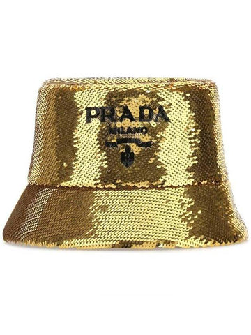 sequin bucket hat gold - PRADA - BALAAN 1