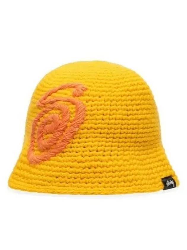 1321208 YELLOW Swirly S Knit Bucket Hat - STUSSY - BALAAN 1