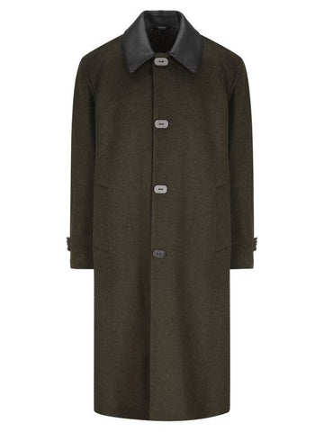 Mohair Wool Single Coat Green - FENDI - BALAAN 1