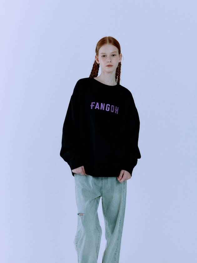 F logo embroidered crew neck sweatshirt Black - FANGOH - BALAAN 6