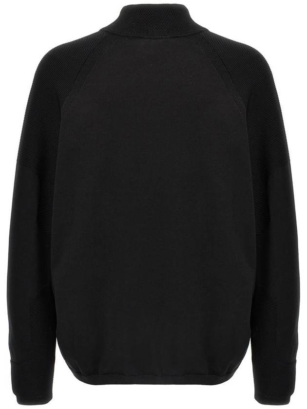 Logo Detail Zipper Neck Cotton Blend Knit Top Black - HUGO BOSS - BALAAN 3