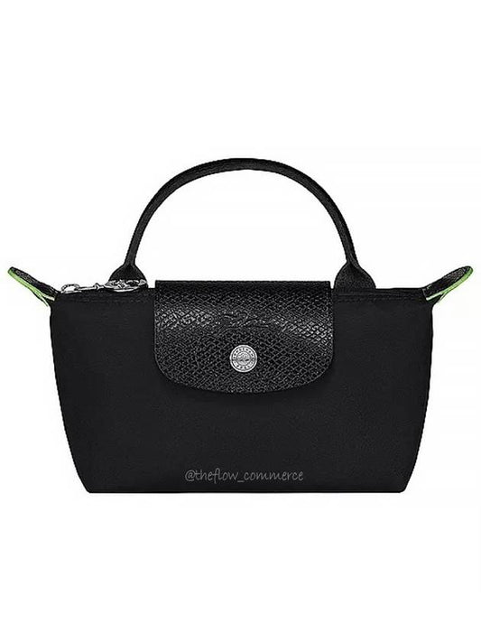 Le Pliage Green Handle Pouch Bag Black - LONGCHAMP - BALAAN 2