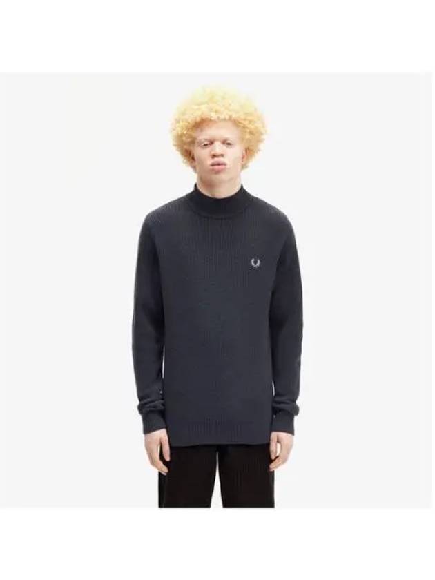 Fred Perry Sharp Lambswool Mock Neck Knit Anchor Gray AFPM2438560 297 - FRED PERRY - BALAAN 1