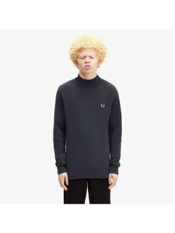 Fred Perry Sharp Lambswool Mock Neck Knit Anchor Gray AFPM2438560 297 - FRED PERRY - BALAAN 1