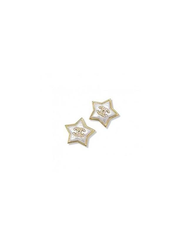 CC Logo Star Crystal Earrings White Gold - CHANEL - BALAAN 1