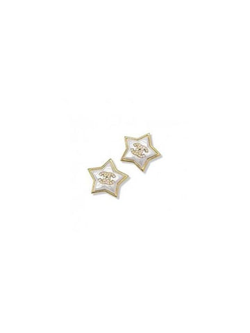 CC Logo Star Crystal Earrings White Gold - CHANEL - BALAAN 1