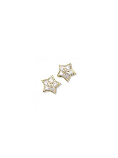 CC Logo Star Crystal Earrings White Gold - CHANEL - BALAAN 1