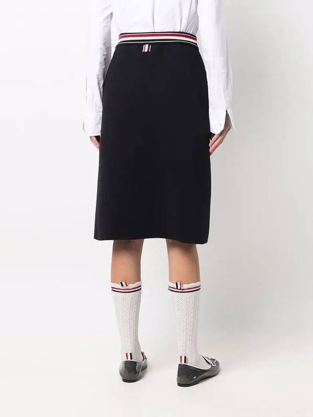 Women's Double Face Cotton Bow A-Line Skirt Navy - THOM BROWNE - BALAAN 6