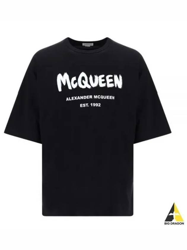 Logo short sleeve t shirt black 704969 QTZ04 - ALEXANDER MCQUEEN - BALAAN 1