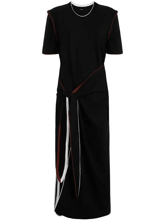 Wrap-Around Style Crew Neck T-Shirt Long Dress Black - LEMAIRE - BALAAN 2