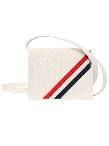 Three Stripe Shoulder Strap Half Wallet White - THOM BROWNE - BALAAN 1