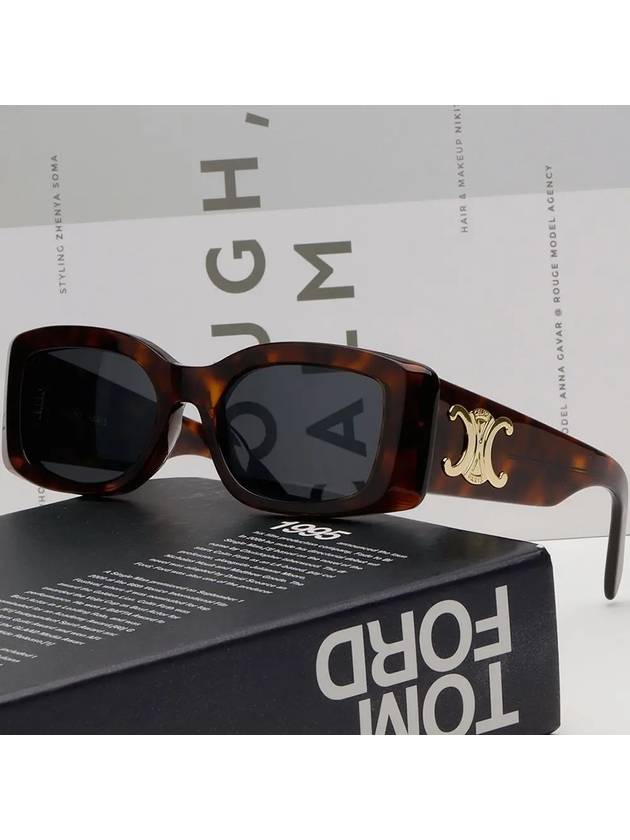 Eyewear Square Acetate Sunglasses Dark Havana - CELINE - BALAAN 3