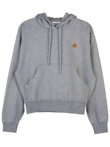 Women's Tiger Logo Cotton Hoodie Dove Grey - KENZO - BALAAN.