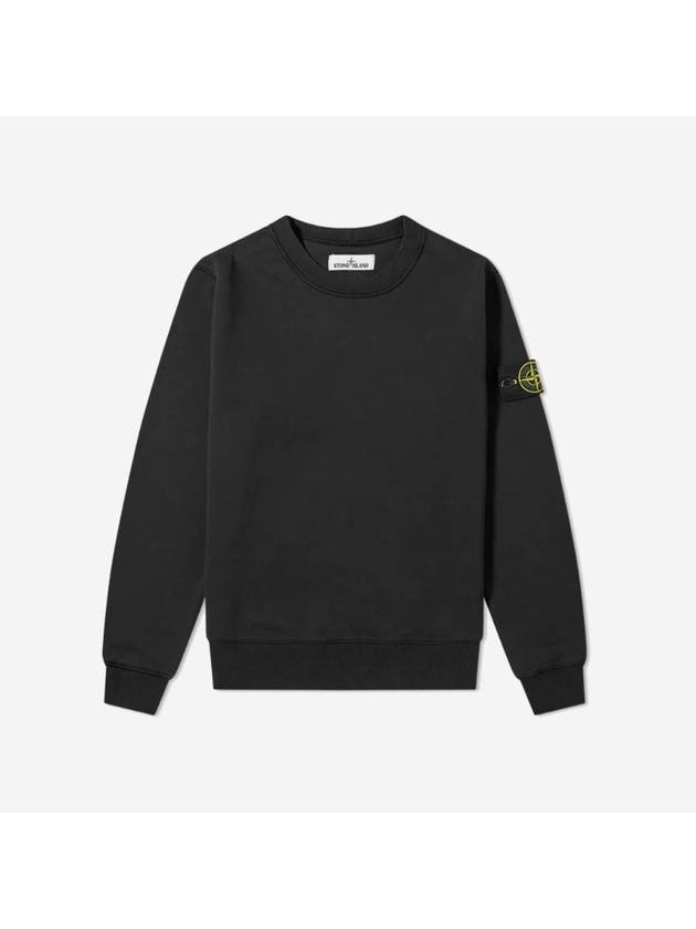 Garment Dyed Cotton Crewneck Sweatshirt Black - STONE ISLAND - BALAAN 1