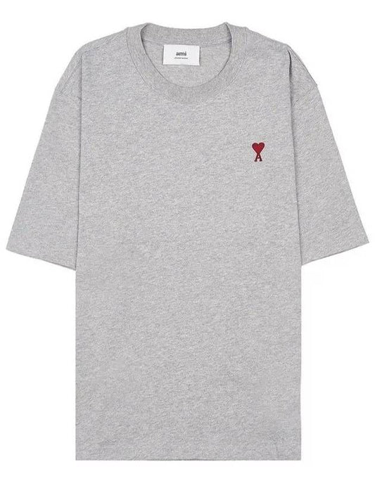 Small Heart Logo Boxy Fit Short Sleeve T-shirt Grey - AMI - BALAAN 2