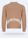 Back Logo Crew Neck Wool Knit Top Beige - PALM ANGELS - BALAAN 3