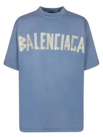 Tape Type Medium Fit T-Shirt Faded Blue - BALENCIAGA - BALAAN 1