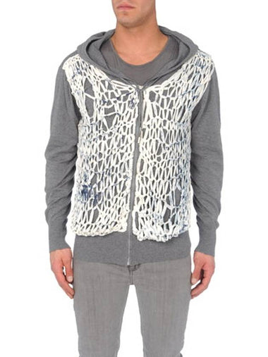 netting knit hood zip-up - JOHN GALLIANO - BALAAN 1