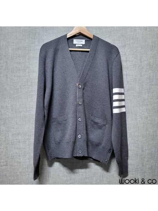 Milano Stitch 4-Bar Cardigan Medium Grey - THOM BROWNE - BALAAN 2