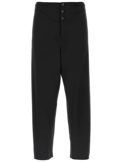 Button Detailed Silk Straight Pants Black - SAINT LAURENT - BALAAN 2