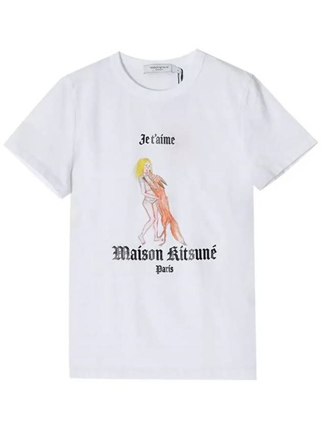 Women's Oly Je T Aime Classic Cotton Short Sleeve T-Shirt White - MAISON KITSUNE - BALAAN 5