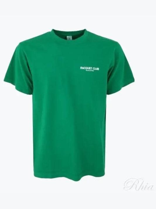 Racquet Club Logo Print Cotton Short Sleeve T-Shirt Green - SPORTY & RICH - BALAAN 2