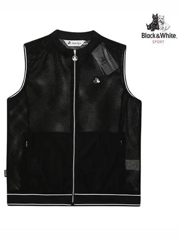 Shoulder shirring point full open mesh vest 9843LZVPBLACK - BLACK&WHITE - BALAAN 1