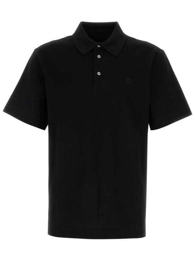 Embroidered Logo Cotton Polo Shirt Black - GIVENCHY - BALAAN 2