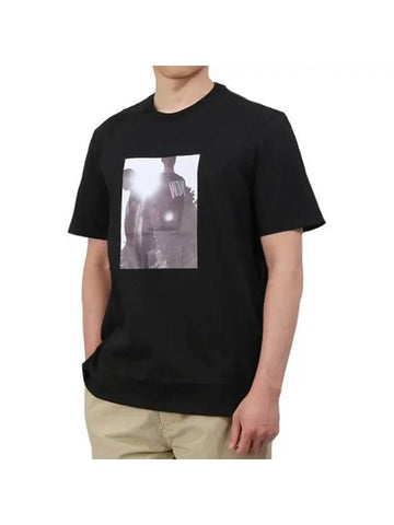 Men's Printed Short Sleeve T-Shirt Black - MSGM - BALAAN 1