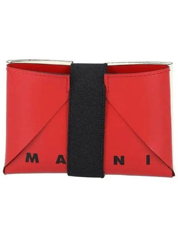 Origami Black Logo Banding Card Holder Red White - MARNI - BALAAN.