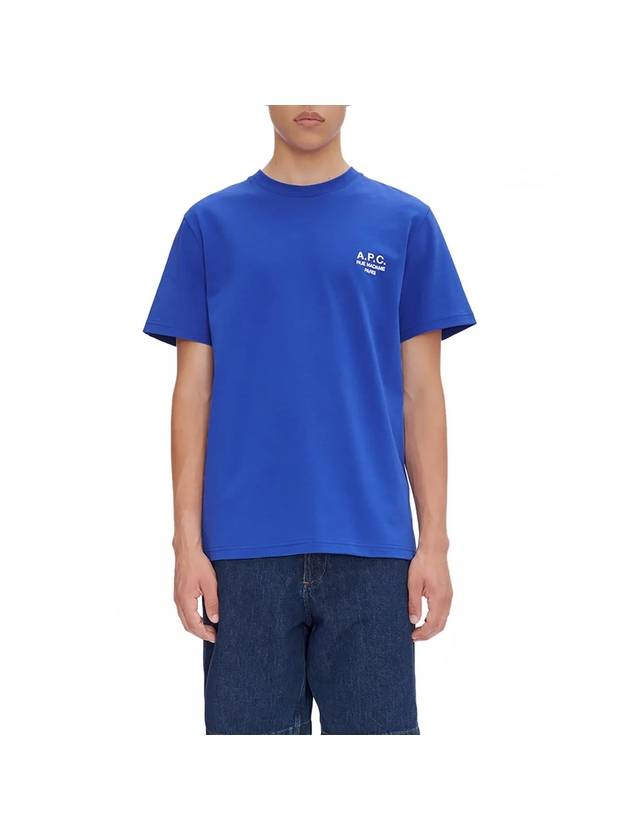 Denise Embroidered Logo Short Sleeve T-shirt Blue - A.P.C. - BALAAN 1