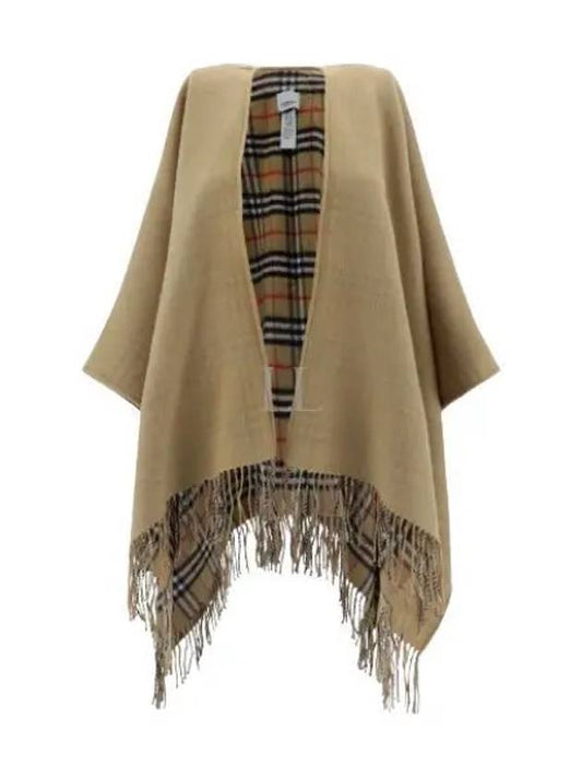 Women's Check Reversible Wool Cape Beige - BURBERRY - BALAAN 2