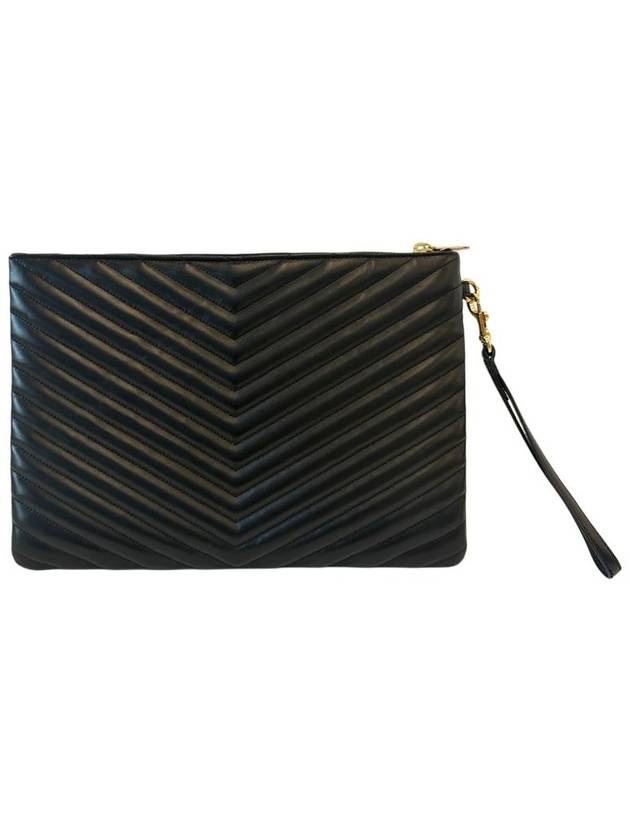 Monogram Chevron Gold Clutch Plated Medium 559193 CWU01 - SAINT LAURENT - BALAAN 2