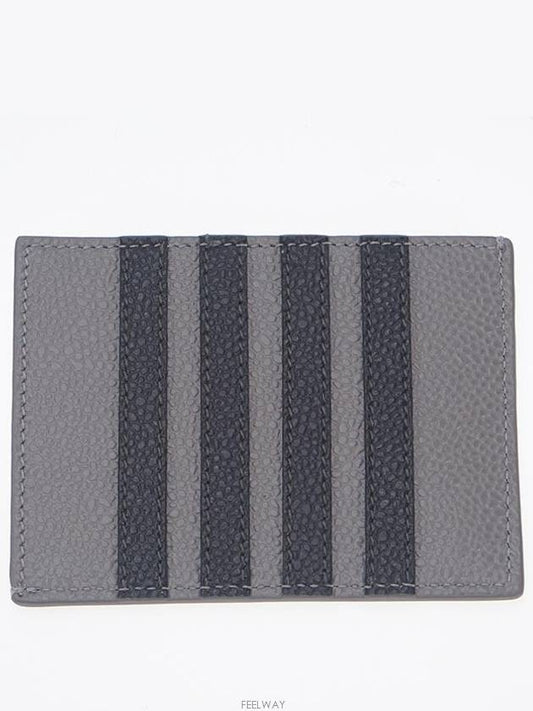 Pebble Calfskin 4-Bar Applique Note Card Wallet Grey - THOM BROWNE - BALAAN 2