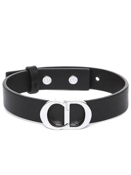 Silver CD Icon Leather Bracelet Black - DIOR - BALAAN 2