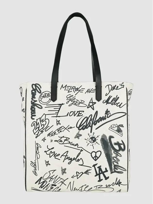 Contrasting Graffiti Print Tote Bag White - GOLDEN GOOSE - BALAAN 3