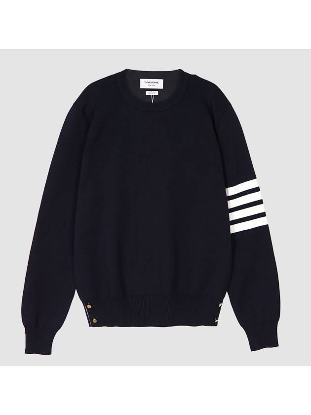 4 Bar Armband Milano Stitch Knit Top Navy - THOM BROWNE - BALAAN 2