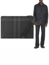 Check Large Zip Pouch Clutch Bag Charcoal - BURBERRY - BALAAN 2