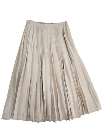 Burberry Soft Taupe Marine Check Pleated Skirt Brand Size 12 US Size 10 - BURBERRY - BALAAN 1