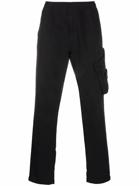 Brushed Textured Recycled Cotton Cargo Pants Black - STONE ISLAND - BALAAN 2