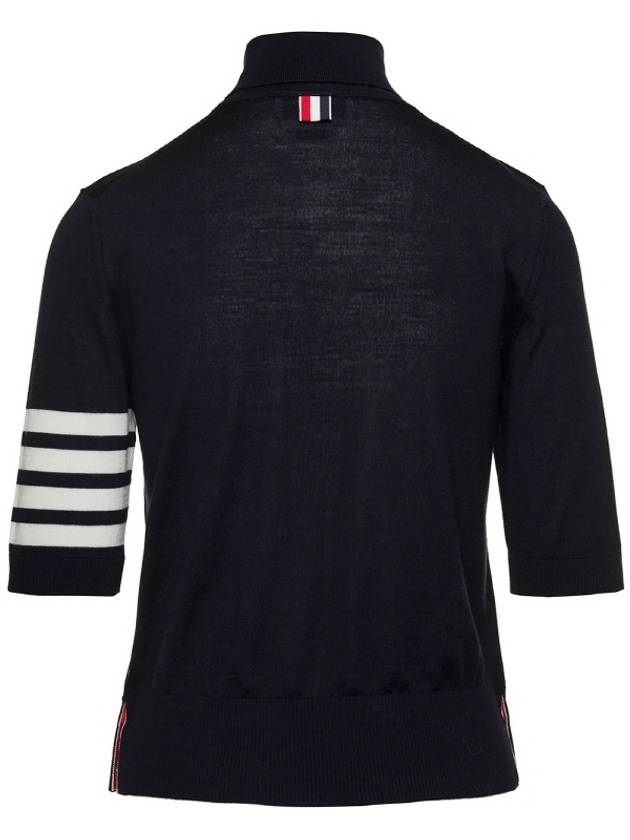 Fine Merino 4 Bar Relaxed Short Sleeve Turtleneck Navy - THOM BROWNE - BALAAN 3