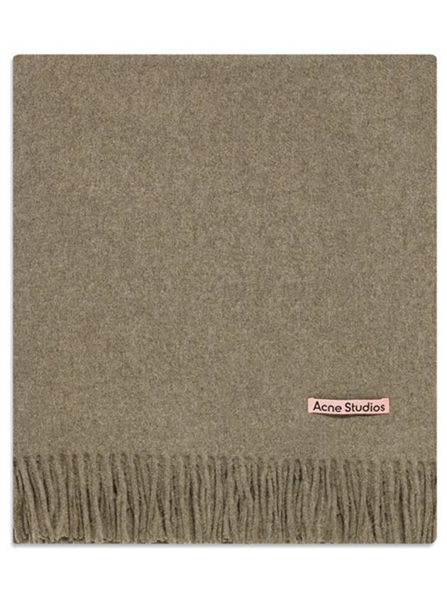 Logo Wool Fringe Scarf  Light Olive Melange - ACNE STUDIOS - BALAAN 2