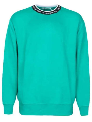 Acne Neck Logo Overfit Brushed Sweatshirt Fun Green BI0078 - ACNE STUDIOS - BALAAN 1